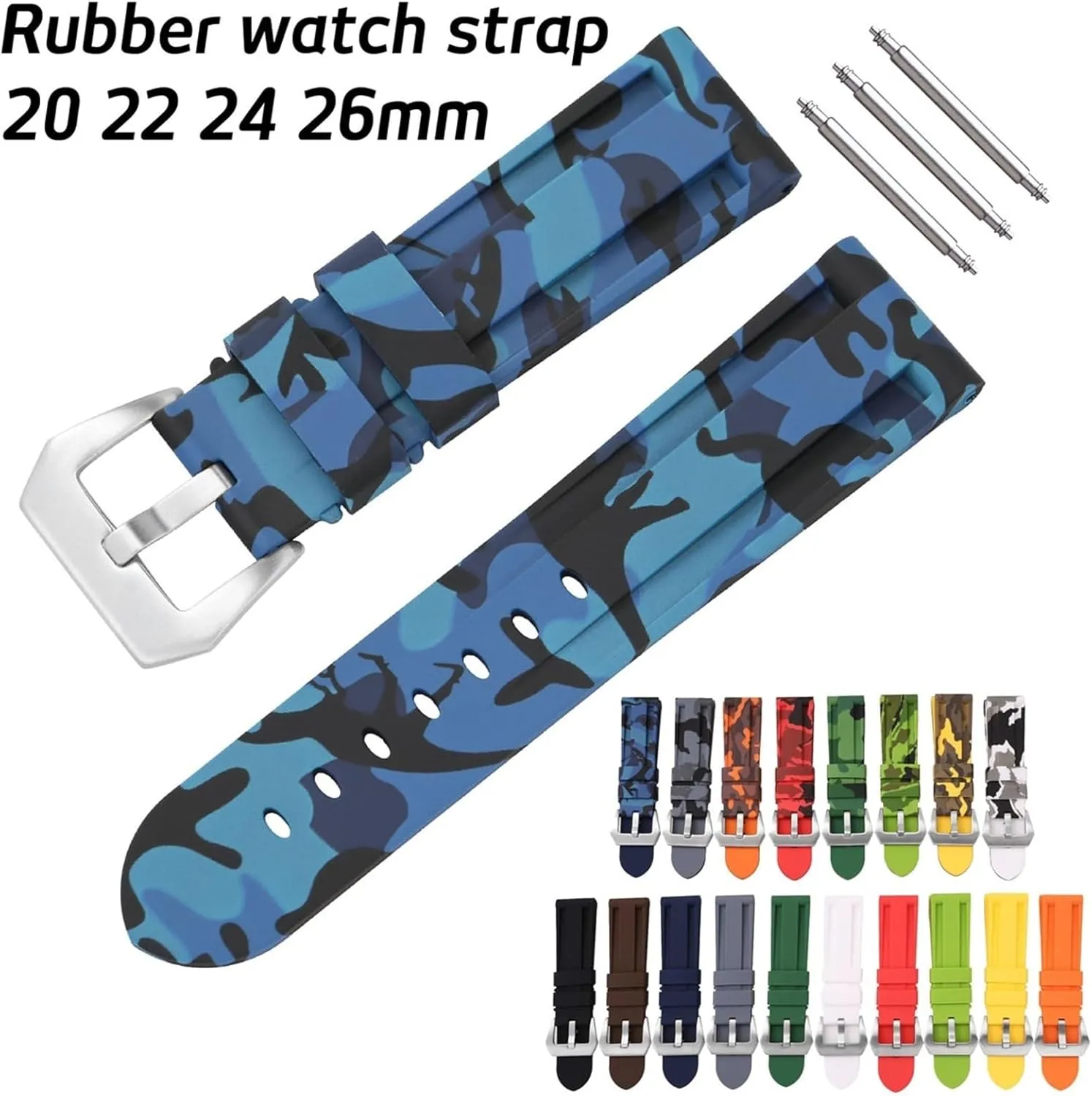 Bracelet Universal Quick Release Replacement Strap Sports Soft Silicone Watch Band recruitment fit 20mm Rubber 