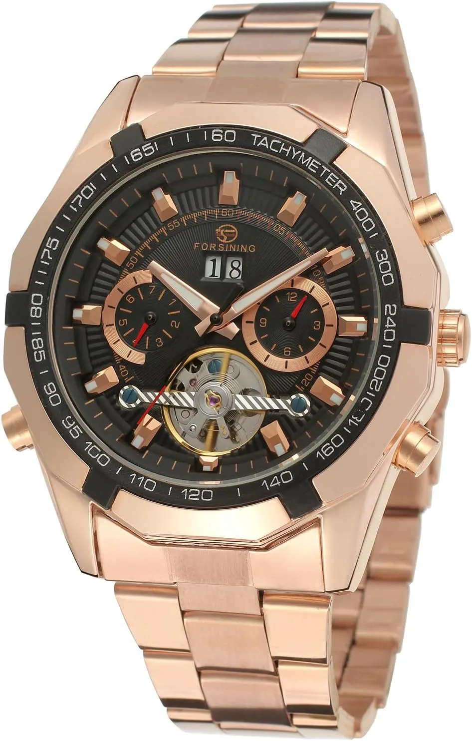 Brand Wrist Watch Color Black FSG340M4R1 adobe FORSINING Men's Tourbillon Automatic Steampunk 