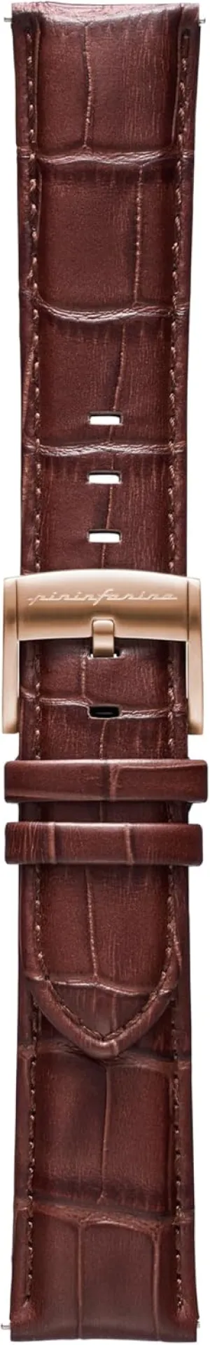 Brown Croco Pattern pininfarina Croco Pattern Watch Strap - Genuine Italian Leather 22 mm Band for Senso Hybrid Smart Watch mustard with Steel Buckle & Quick Release - Dark 
