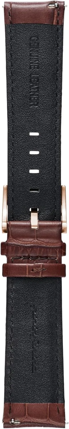 Brown Croco Pattern pininfarina Croco Pattern Watch Strap - Genuine Italian Leather 22 mm Band for Senso Hybrid Smart Watch mustard with Steel Buckle & Quick Release - Dark 
