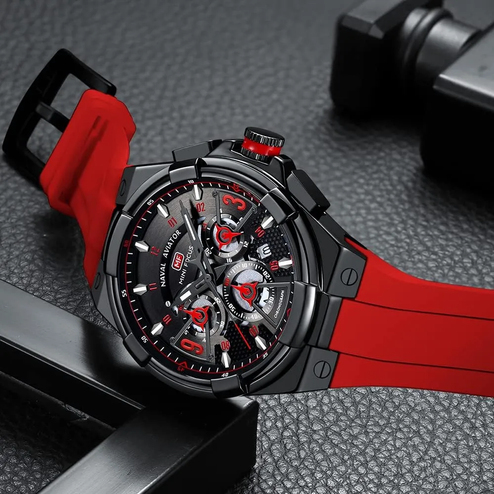 brush Unique Hollow Casual Wrist Watch (Chronograph/Waterproof/Luminous/Calendar/24 Hour) Silicon Band Fashion Watch for Men MF MINI FOCUS Mens Watches 