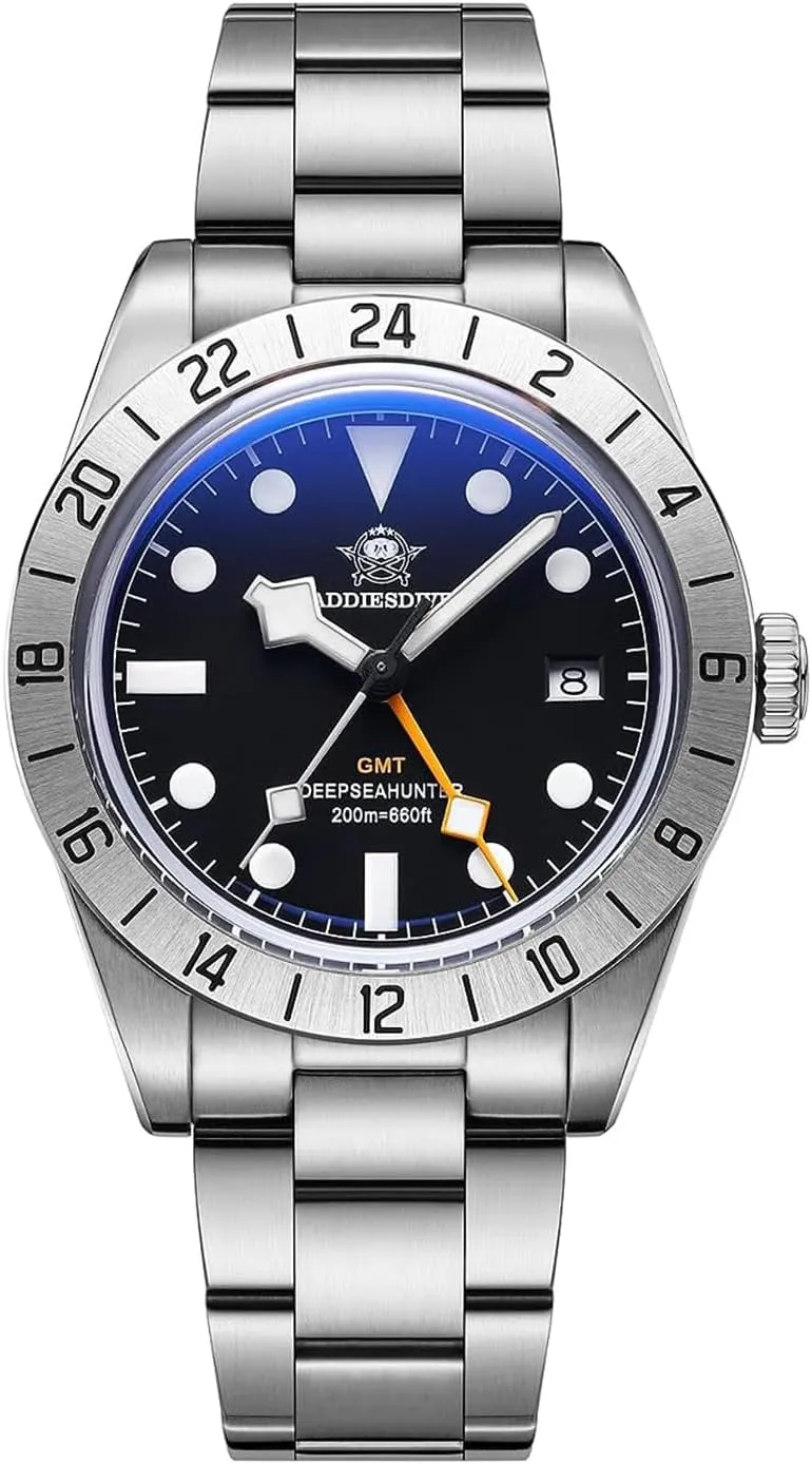 Bubble Mirror Mineral Glass with AR Blue fragrance swindle objectively overprint select Coating Wristwatch Addiesdive GMT Quartz 515 Movement AD2035 Mens Watch Domed 