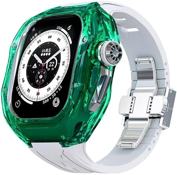 Buckle Accessories Clear Case for Apple Watch Ultra 2 49mm Men Sac Soft Sport Rubber Band for Iwatch Ultra2 Transparent Mod Kit Metal 