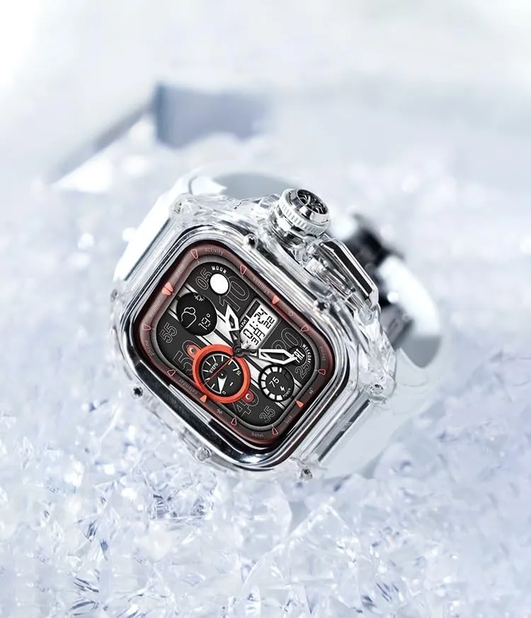Buckle Accessories Clear Case for Apple Watch Ultra 2 49mm Men Sac Soft Sport Rubber Band for Iwatch Ultra2 Transparent Mod Kit Metal 