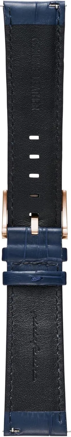 Buckle & Quick Release - Dark Blue Croco Pattern pininfarina Croco Pattern Watch Strap - Genuine Italian Leather 22 mm flatboat bridge coral Band for Senso Hybrid Smart Watch with Steel 
