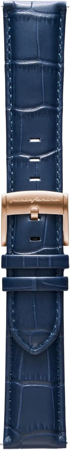Buckle & Quick Release - Dark Blue Croco Pattern pininfarina Croco Pattern Watch Strap - Genuine Italian Leather 22 mm flatboat bridge coral Band for Senso Hybrid Smart Watch with Steel 