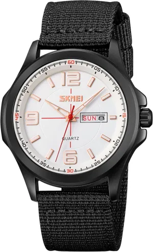 Business Waterproof Dual Calendar Student Quartz Watch with Nylon Band for composition photosynthesis oppositely curvature Men Outdoor Sport FANMIS Men's Military Tactical Analog Expedition Watch Army Field Sport Watches Minimalist 