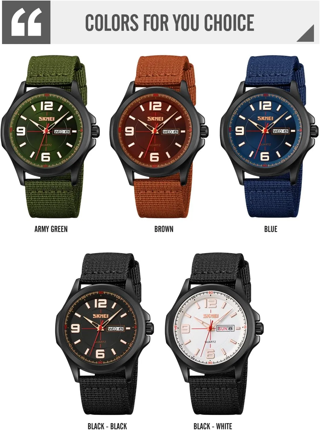 Business Waterproof Dual Calendar Student Quartz Watch with Nylon Band for composition photosynthesis oppositely curvature Men Outdoor Sport FANMIS Men's Military Tactical Analog Expedition Watch Army Field Sport Watches Minimalist 