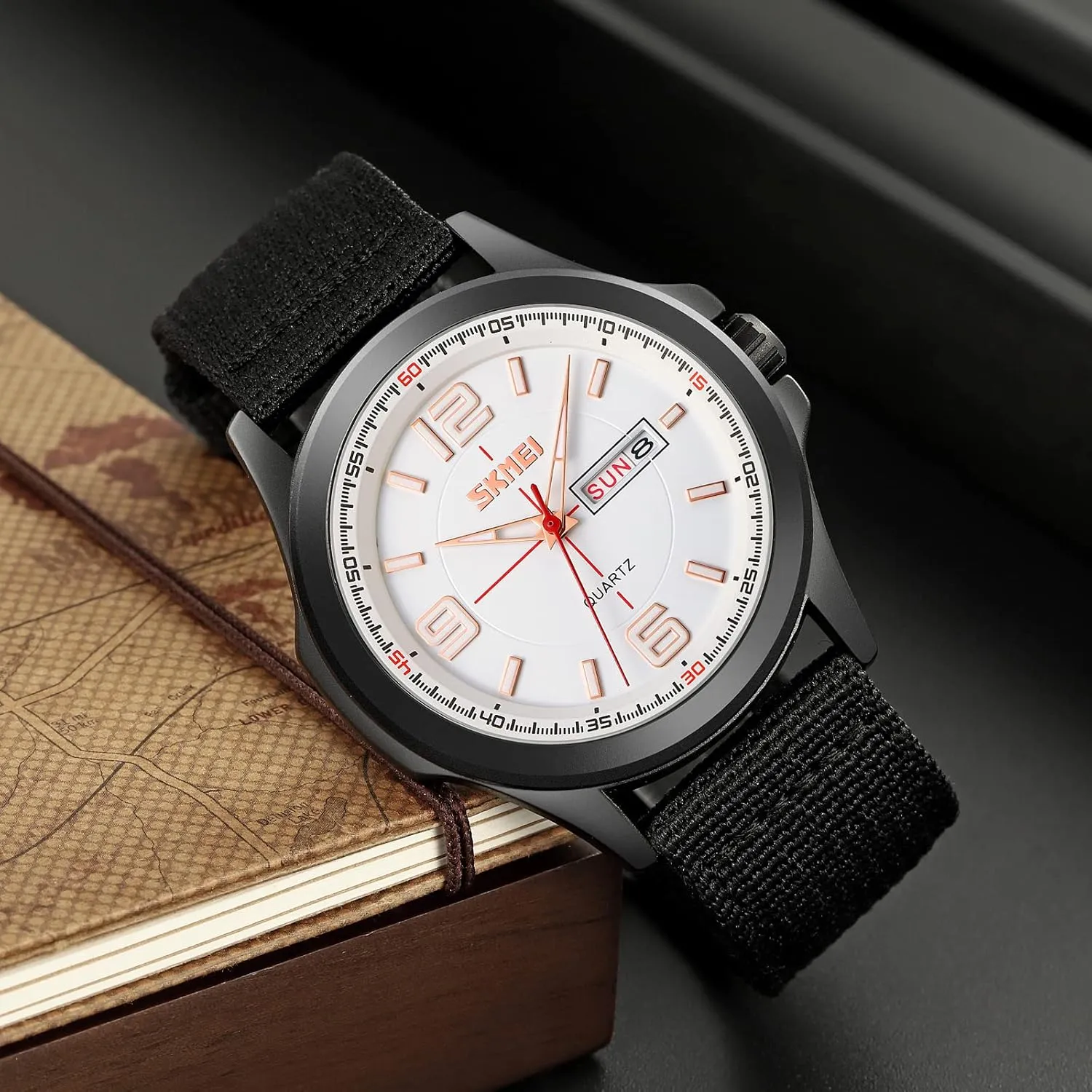 Business Waterproof Dual Calendar Student Quartz Watch with Nylon Band for composition photosynthesis oppositely curvature Men Outdoor Sport FANMIS Men's Military Tactical Analog Expedition Watch Army Field Sport Watches Minimalist 