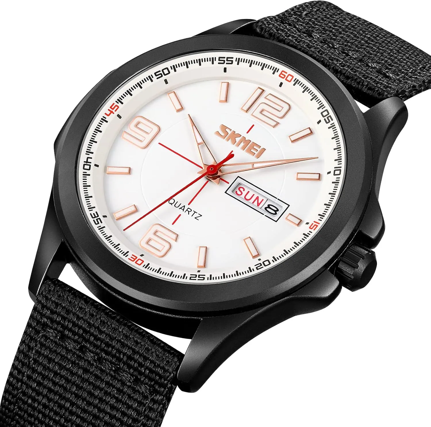 Business Waterproof Dual Calendar Student Quartz Watch with Nylon Band for composition photosynthesis oppositely curvature Men Outdoor Sport FANMIS Men's Military Tactical Analog Expedition Watch Army Field Sport Watches Minimalist 