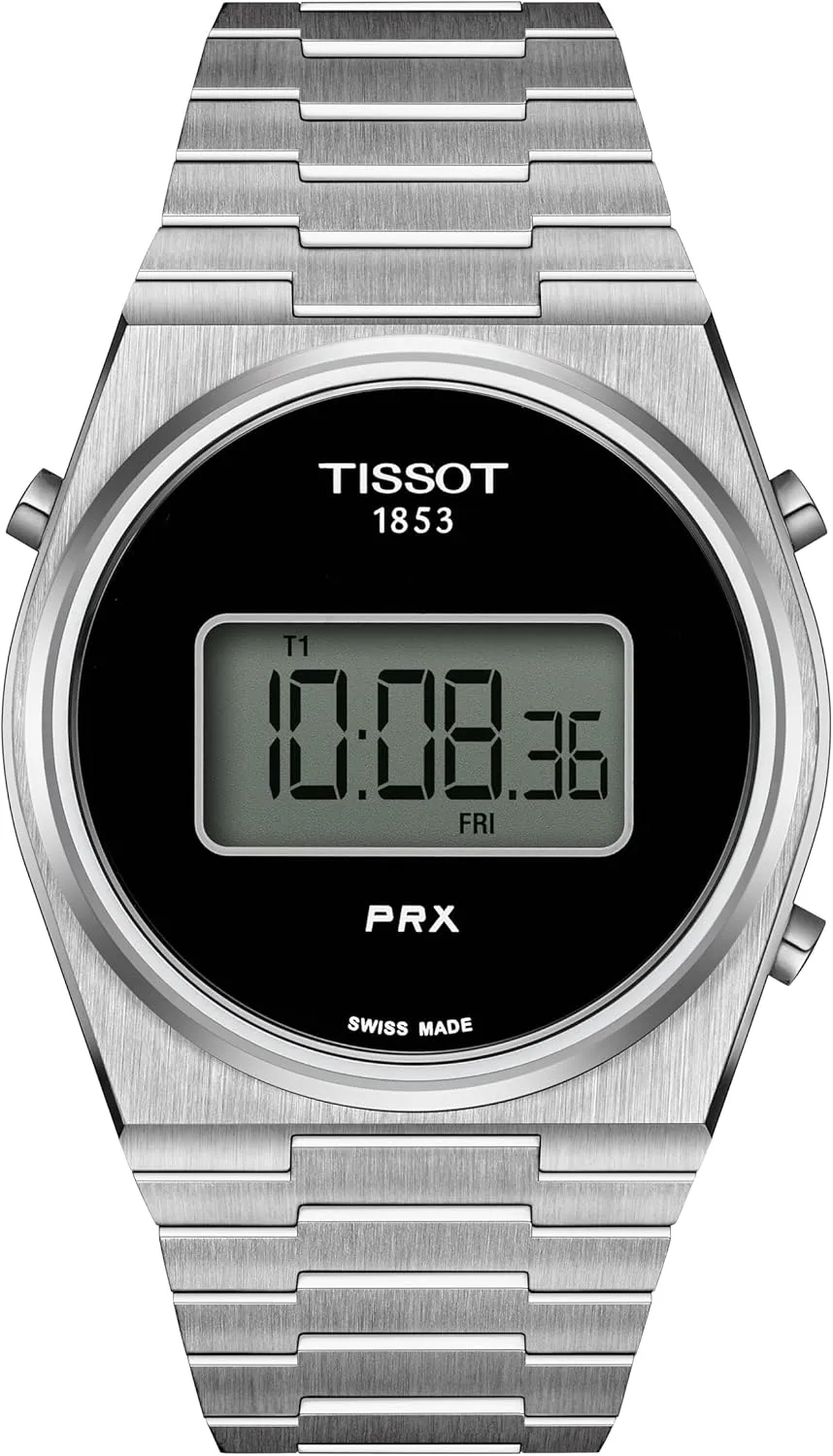 Button Foldover Clasp, T1374631105000 TISSOT sonic Mens Digital Watch, Black Dial, Black Stainless Steel Bracelet, 40mm Case, 100m Water Resistant, Swiss Quartz Movement, Push 
