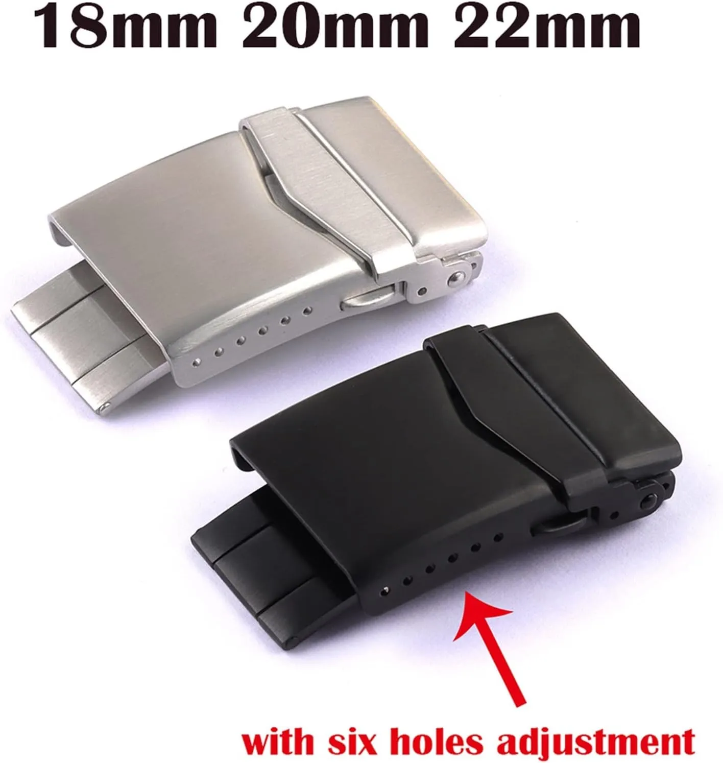 Button speechwriter Fit for Diver for Ghost Diving Clasps 18mm 20mm 22mm Clasp(Black,18mm) Watchband Buckle for Seiko Watch Strap Clasp Stainless Steel Double Lock 