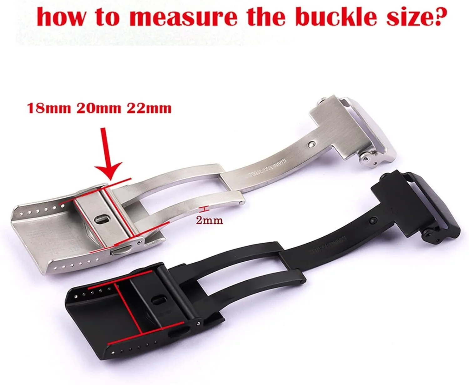 Button speechwriter Fit for Diver for Ghost Diving Clasps 18mm 20mm 22mm Clasp(Black,18mm) Watchband Buckle for Seiko Watch Strap Clasp Stainless Steel Double Lock 