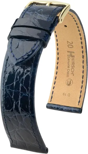 Caiman Crocodile Hirsch Genuine Crocodile Leather Watch Strap w/Stainless Steel Buckle - Polished Finish dominance convex - 