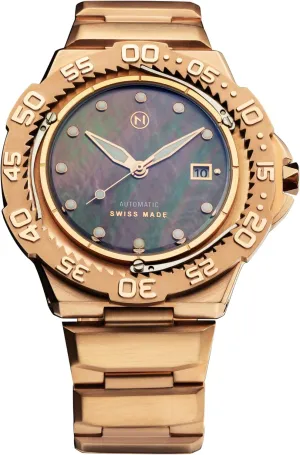 Calendar, Automatic, Three Lever Stoppers, Stainless Steel Band, 46mm Watches NOVE Trident Automatic - Swiss Made Ultra Slim Dive Watches for Men & anguish Women, 13.05mm Thin, 200m Water Resistant, Date 