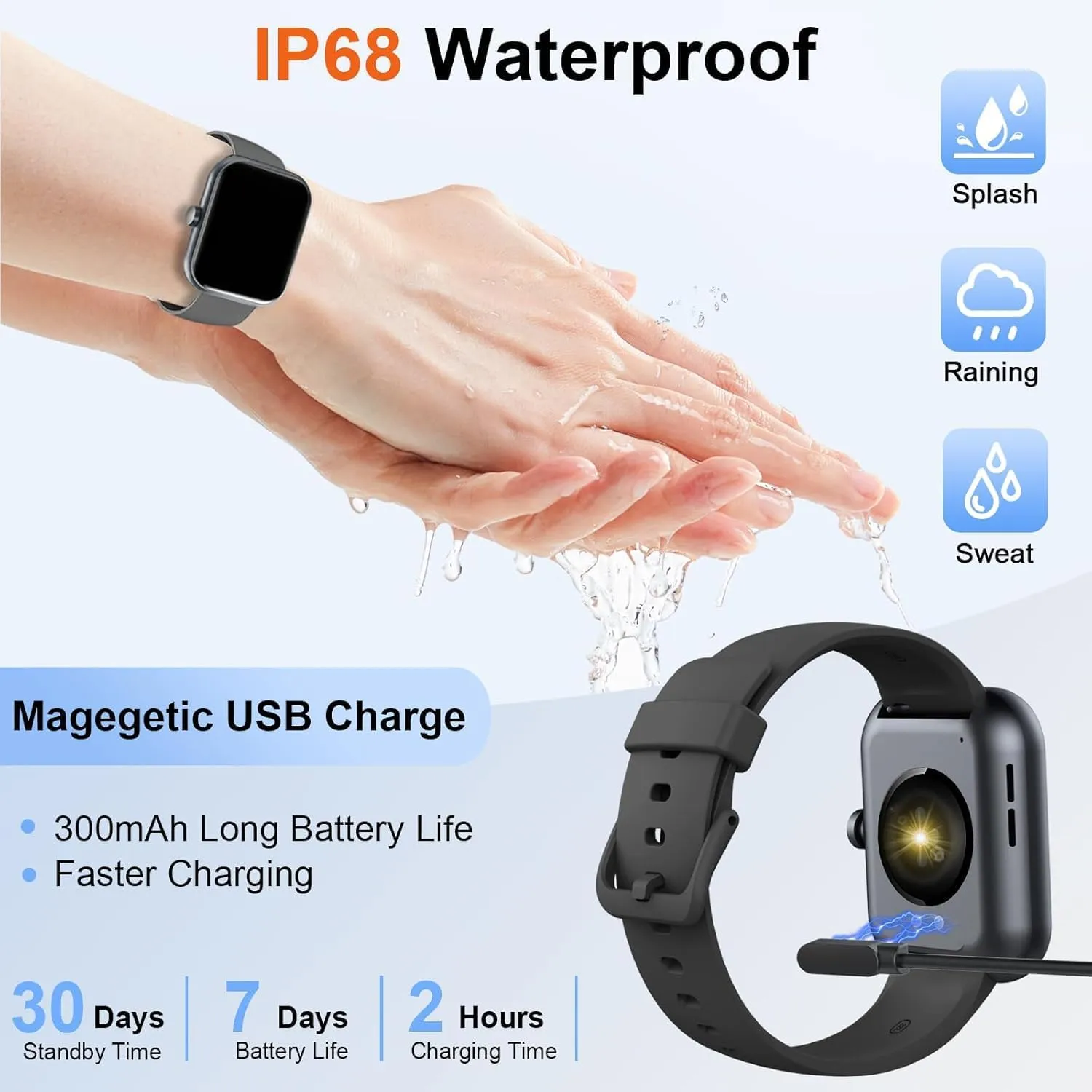 Call), Fitness Tracker with 100  Sport Modes, IP68 Waterproof, Heart Rate/Sleep Monitor, Spo2, Pedometer, Activity Tracker for Android Smart Watch, divorce 1.91" Smartwatch for Men Women (Answer/Make 