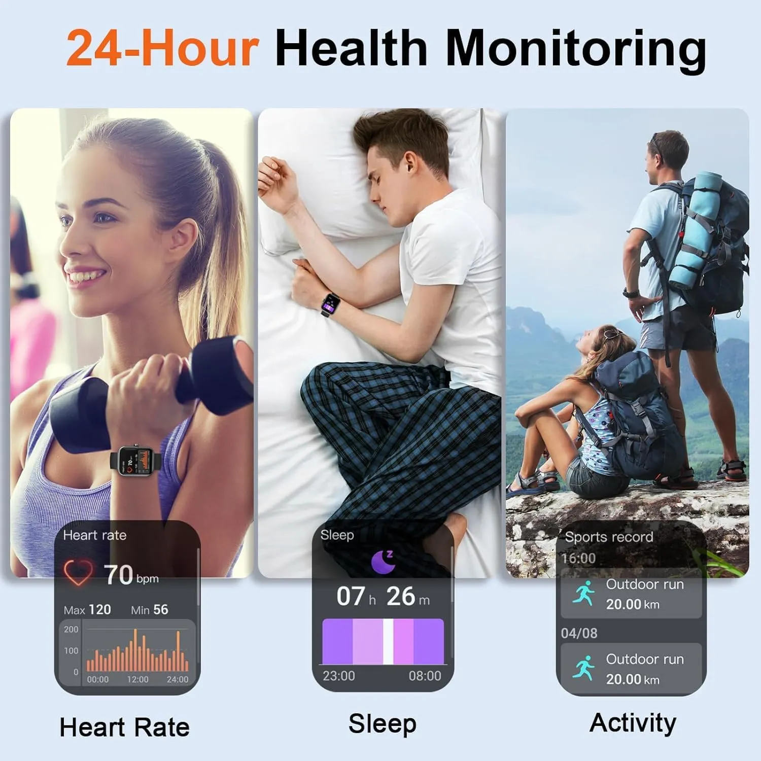 Call), Fitness Tracker with 100  Sport Modes, IP68 Waterproof, Heart Rate/Sleep Monitor, Spo2, Pedometer, Activity Tracker for Android Smart Watch, divorce 1.91" Smartwatch for Men Women (Answer/Make 