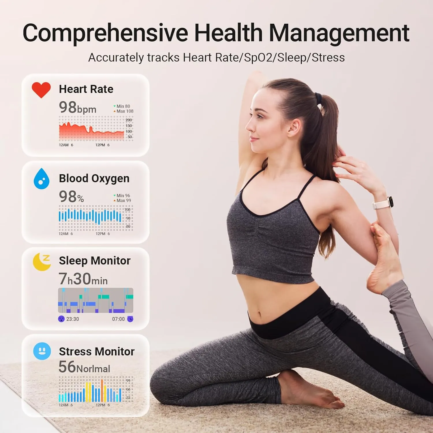 Calls, AI Control, Indian Heart Rate/SpO2/Sleep Monitor, 12 Days Battery, 3ATM Waterproof Smart Watches for Women for Android iPhone, [1.99" AMOLED Screen] Smartwatch Fitness Tracker with Bluetooth 