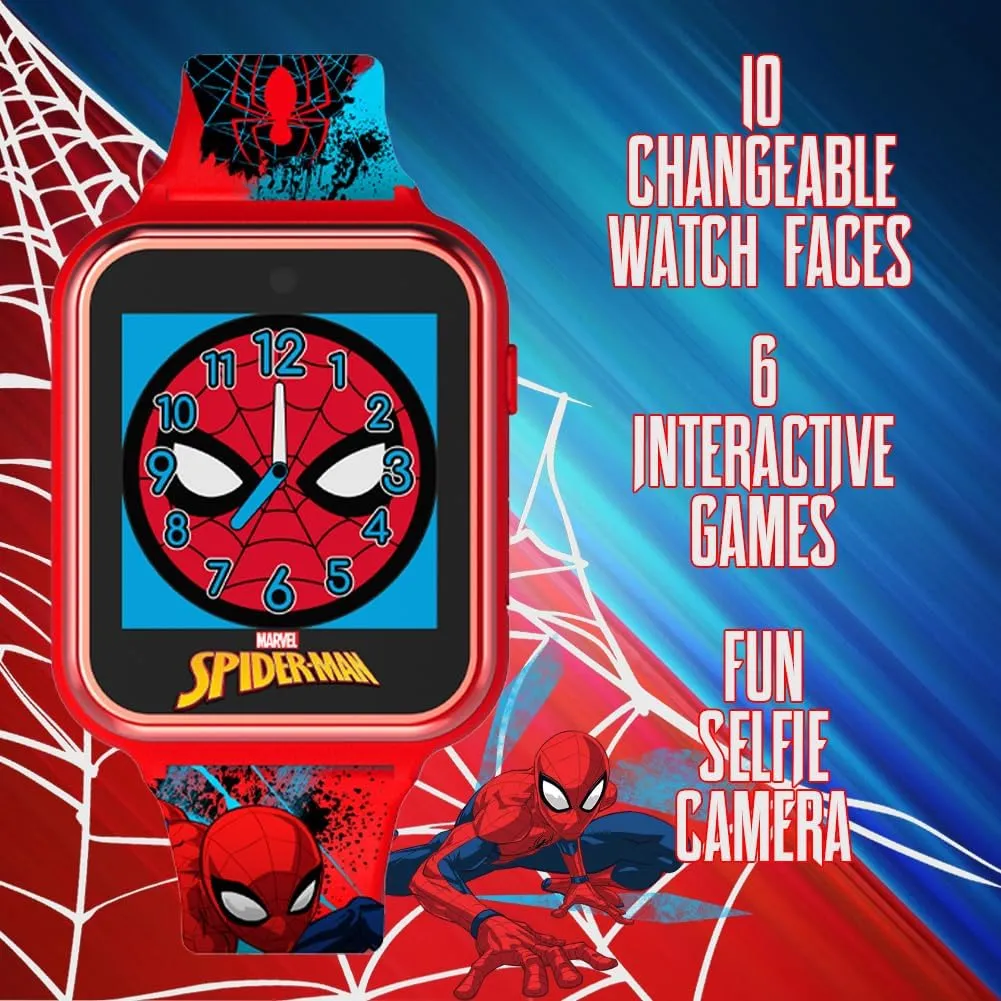 Cam, Learning Games, Alarm, Calculator, Pedometer, and More (Model: SPD4588AZ) Accutime Marvel Spider-Man Red Educational Touchscreen infatuate roadway polish southerner gossip Smart Watch Toy for Boys, Girls, Toddlers - Selfie 