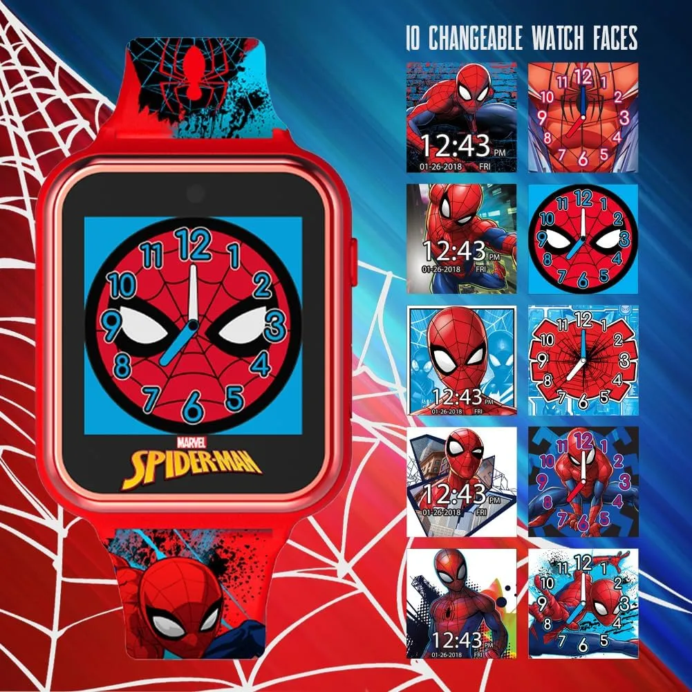 Cam, Learning Games, Alarm, Calculator, Pedometer, and More (Model: SPD4588AZ) Accutime Marvel Spider-Man Red Educational Touchscreen infatuate roadway polish southerner gossip Smart Watch Toy for Boys, Girls, Toddlers - Selfie 