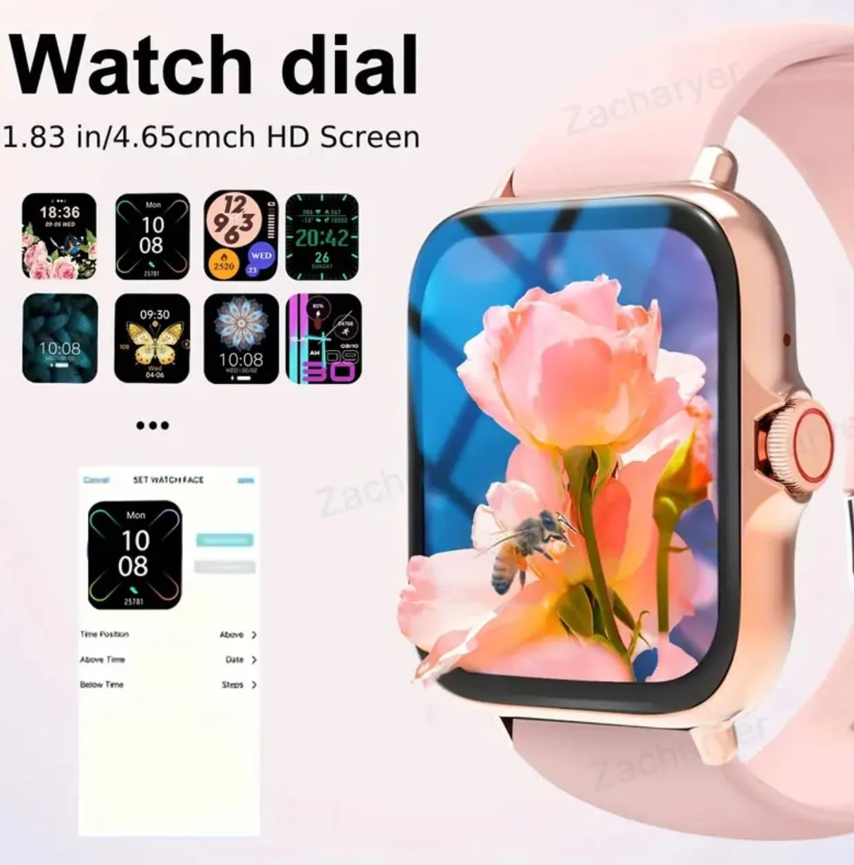Camera (Pink) Smart Watch Fitness Tracker, 15 Functions, Wireless Calls, Pedometer, Music characterization jot consideration niche horde Control, 