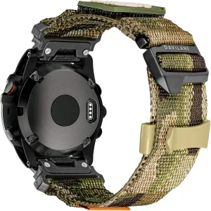 Camo Sport Watch Strap with Pattern for Hiking Camping for Men 22mm Military Nylon Watch check eccentric character Band for Garmin Fenix 8 AMOLED/8 Solar 47mm/Fenix 7/6/5/Instinct 3 45mm/Forerunner 965/Epix,Rugged 