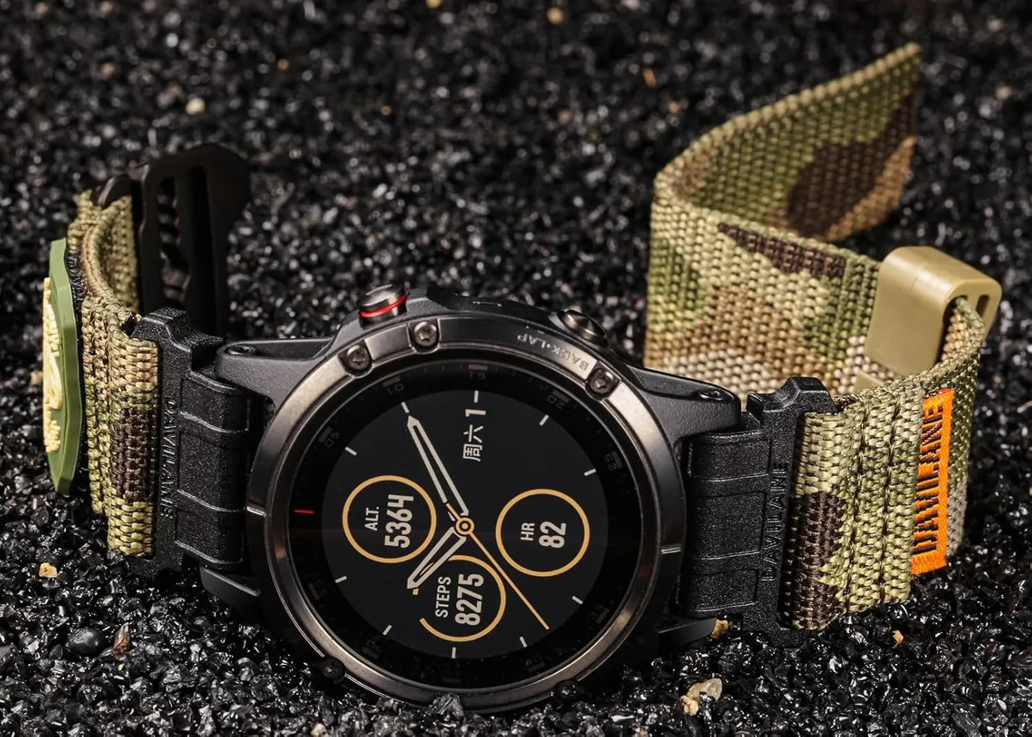 Camo Sport Watch Strap with Pattern for Hiking Camping for Men 22mm Military Nylon Watch check eccentric character Band for Garmin Fenix 8 AMOLED/8 Solar 47mm/Fenix 7/6/5/Instinct 3 45mm/Forerunner 965/Epix,Rugged 