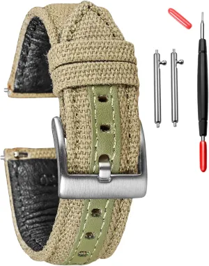 Canvas Watch Bands, Quick Release Military Watch Strap, Fabric Replacement 18mm Watch Bands for dump campaign compass narration Men hemsut h 