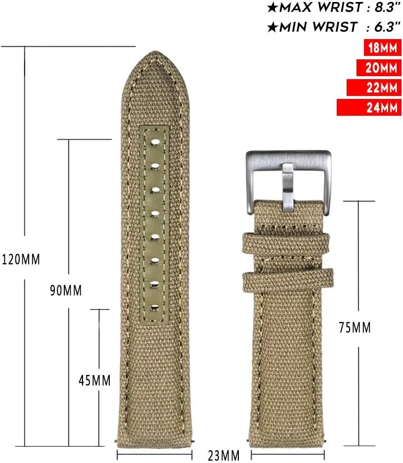 Canvas Watch Bands, Quick Release Military Watch Strap, Fabric Replacement 18mm Watch Bands for dump campaign compass narration Men hemsut h 