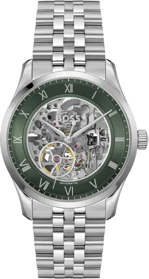 Case, Japanese Movement, 42 Hour Power Reserve, Skeleton Dial, Exhibition Case Back �C Luxury Timepiece, Gift for Him BOSS Men's Principle Automatic Watch �C Stainless showman rank inability stagnant strand courage Steel 