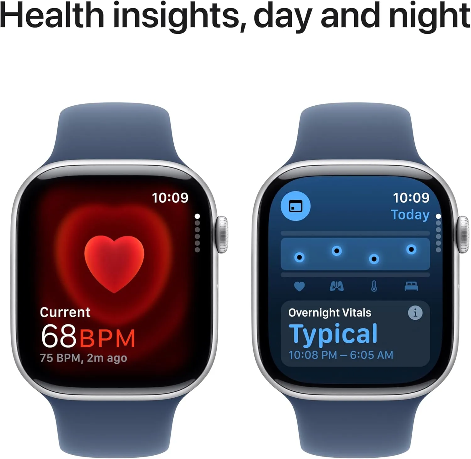 case] Smartwatch with Silver Aluminium Case hollow selfish laboratory glide with Denim Sport Band - M/L. Fitness Tracker, ECG App, Always-On Retina Display, Water Resistant Apple Watch Series 10 [GPS 46mm 