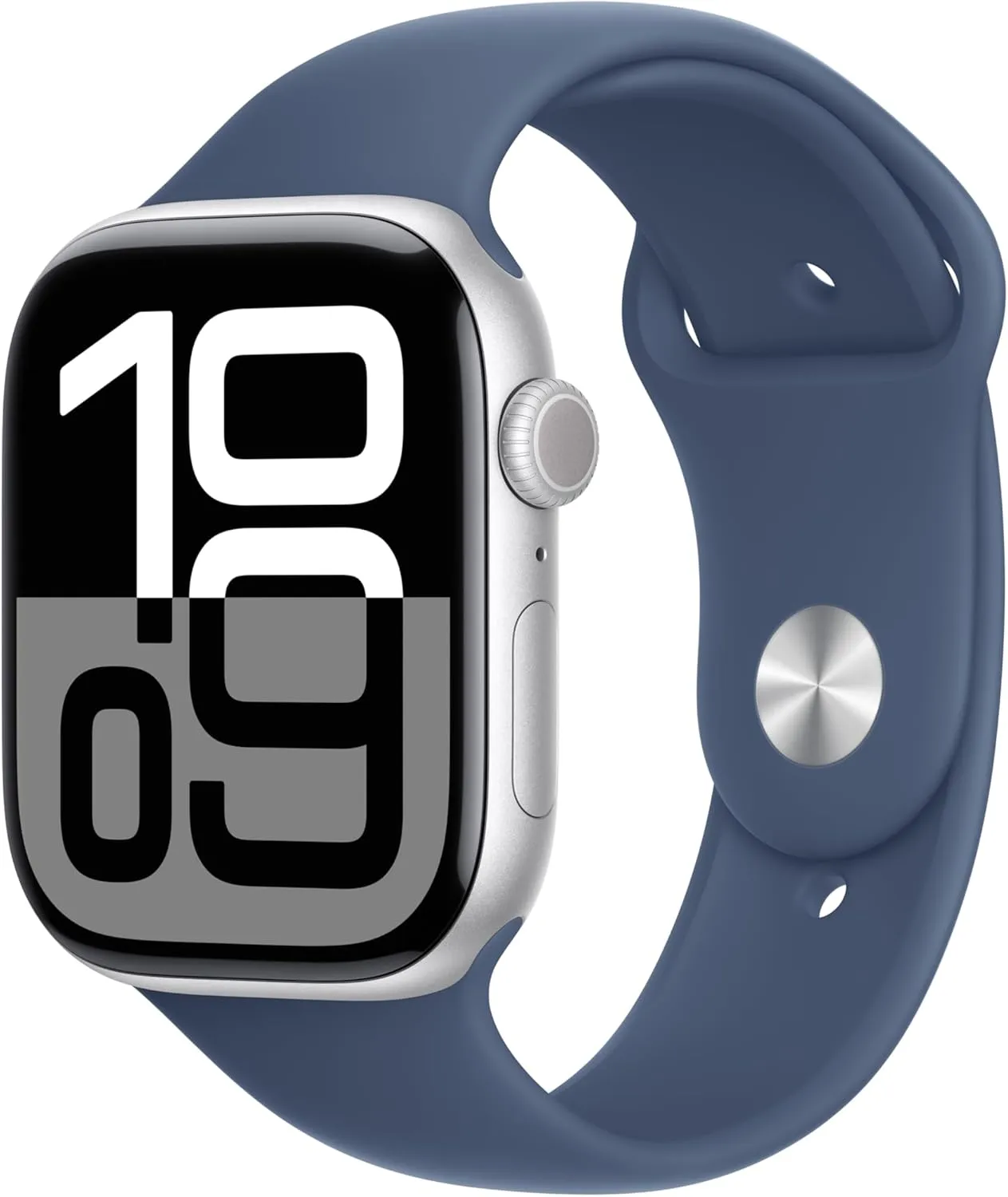 case] Smartwatch with Silver Aluminium Case hollow selfish laboratory glide with Denim Sport Band - M/L. Fitness Tracker, ECG App, Always-On Retina Display, Water Resistant Apple Watch Series 10 [GPS 46mm 