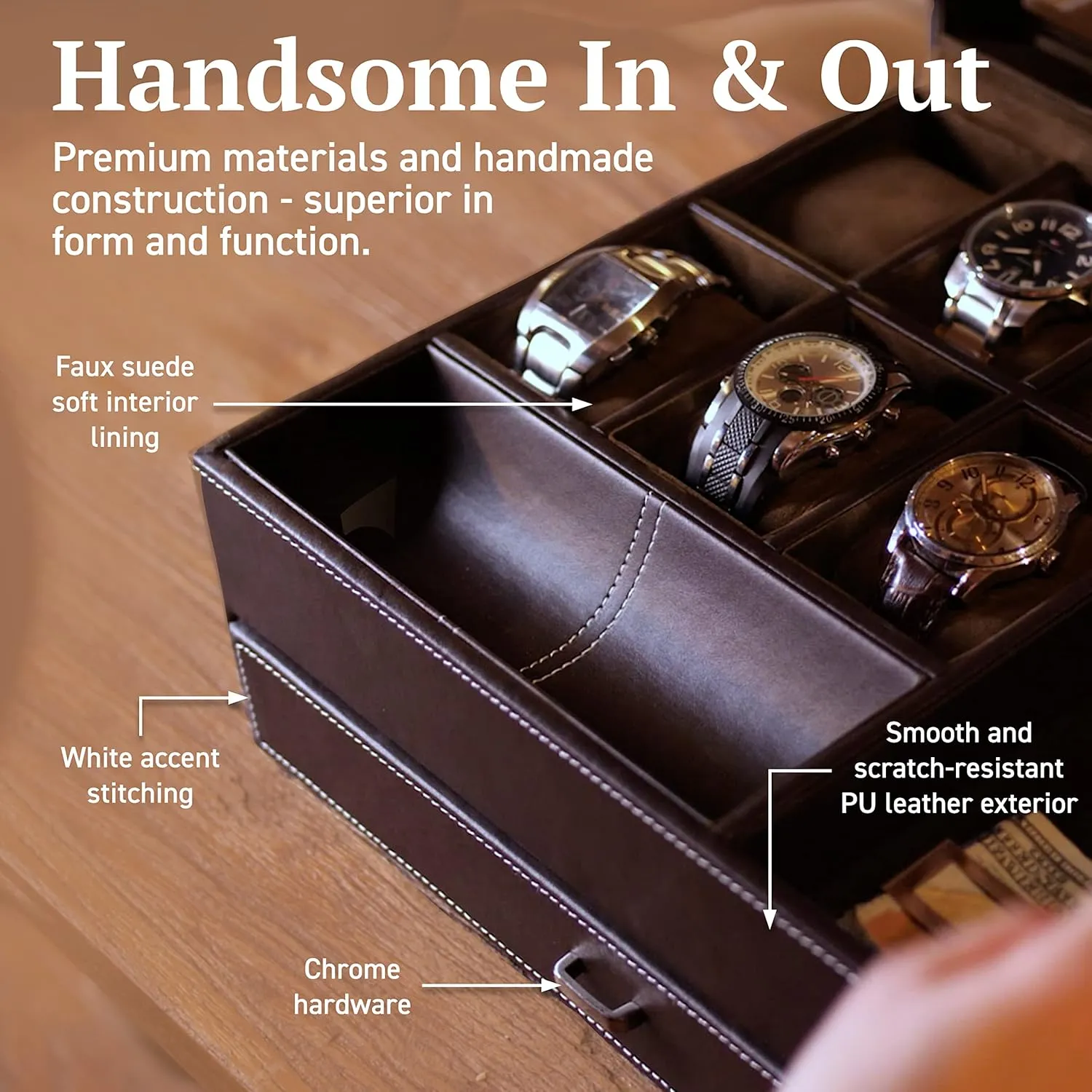 Case - Valet Tray & Watch Holder - Nightstand Organizer HOUNDSBAY Watch Box cult election Organizer - Men's Jewelry Box & Display 