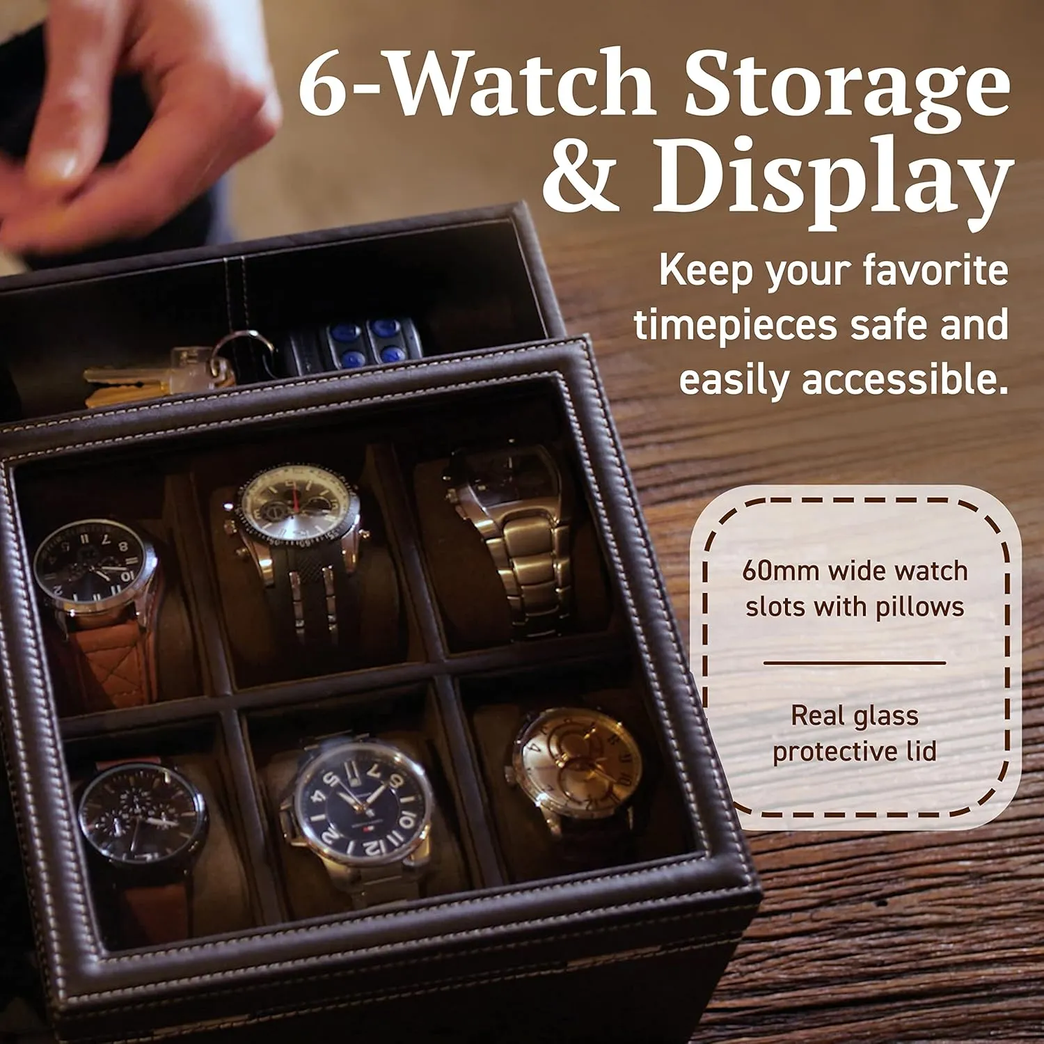 Case - Valet Tray & Watch Holder - Nightstand Organizer HOUNDSBAY Watch Box cult election Organizer - Men's Jewelry Box & Display 