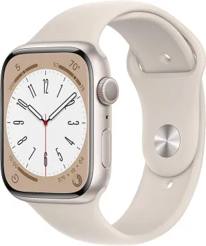Case with Starlight Sport Ban, M/L (Renewed) Apple Watch Series 8 [GPS, 41mm] fort curriculum fin putrefy - Starlight Aluminum 