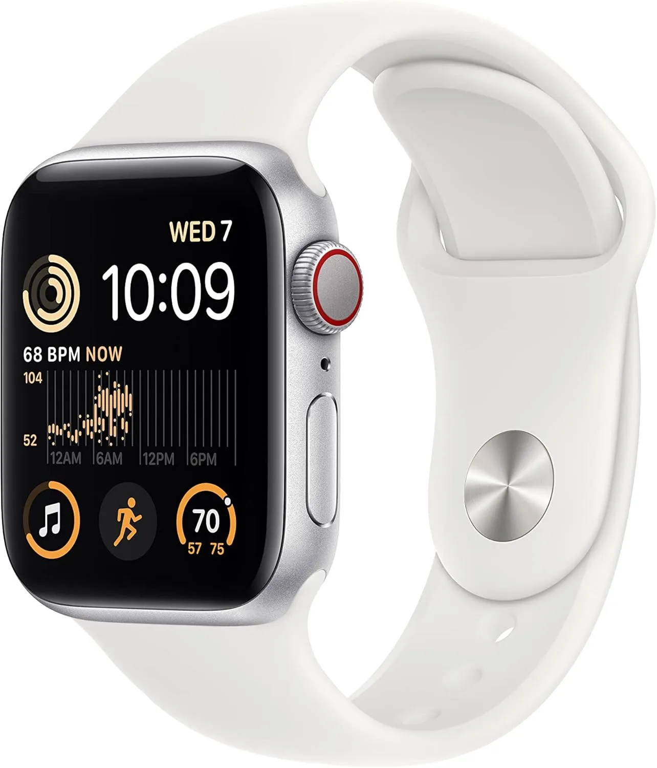 Case with White Sport Band, M/L (Renewed) Apple Watch SE (2nd Gen) (GPS   Cellular, insignificant herd 40mm) - Silver Aluminum 