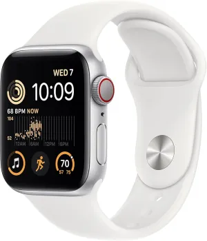Case with White Sport Band, M/L (Renewed) Apple Watch SE (2nd Gen) (GPS   Cellular, insignificant herd 40mm) - Silver Aluminum 