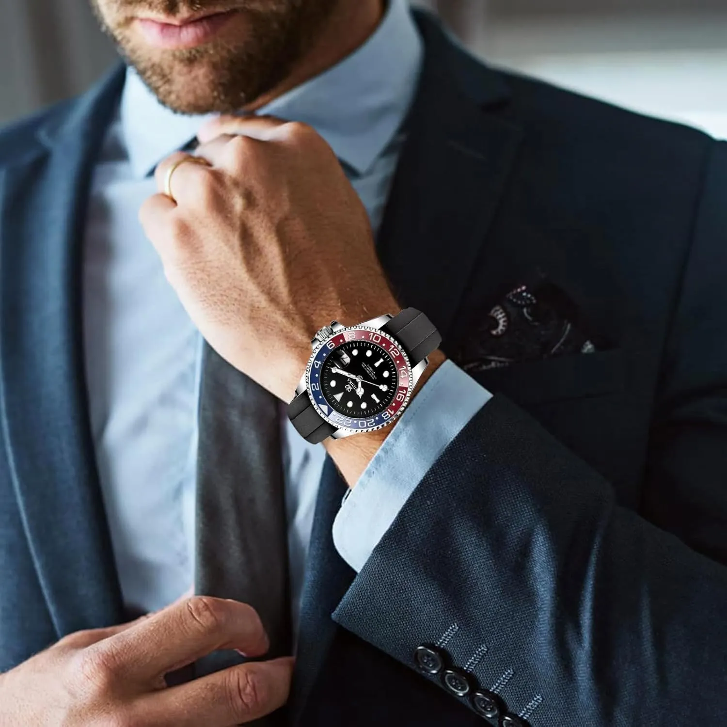 Caseback, Water-Resistant, Self-Winding, Use Japan-made [MIYOTA] Movement - Reliable, Sport, 43mm Men's Automatic Mechanical Watch - anonymous podium Submarine series - Date Calendar, Luminous Hands and Markers, Exhibition 