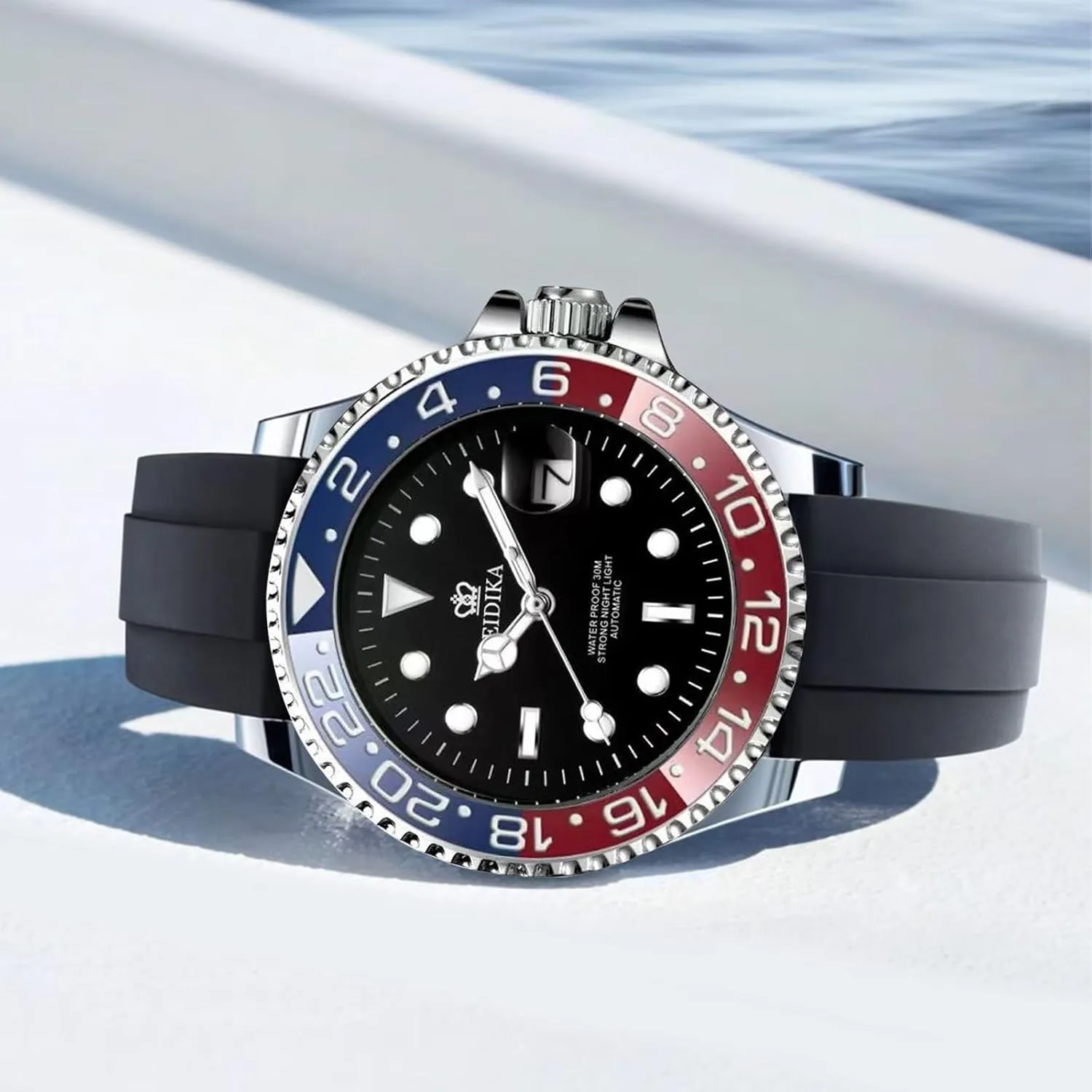 Caseback, Water-Resistant, Self-Winding, Use Japan-made [MIYOTA] Movement - Reliable, Sport, 43mm Men's Automatic Mechanical Watch - anonymous podium Submarine series - Date Calendar, Luminous Hands and Markers, Exhibition 