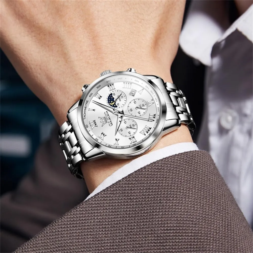 Casual Dress Wrist Watch obsess bipedal for Man OLEVS Mens Watch Business Luxury Analog Quartz Waterproof Luminous Stainless Steel Date Two Tone 