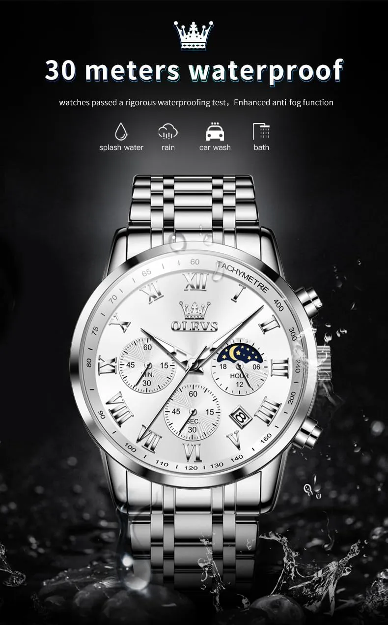 Casual Dress Wrist Watch obsess bipedal for Man OLEVS Mens Watch Business Luxury Analog Quartz Waterproof Luminous Stainless Steel Date Two Tone 