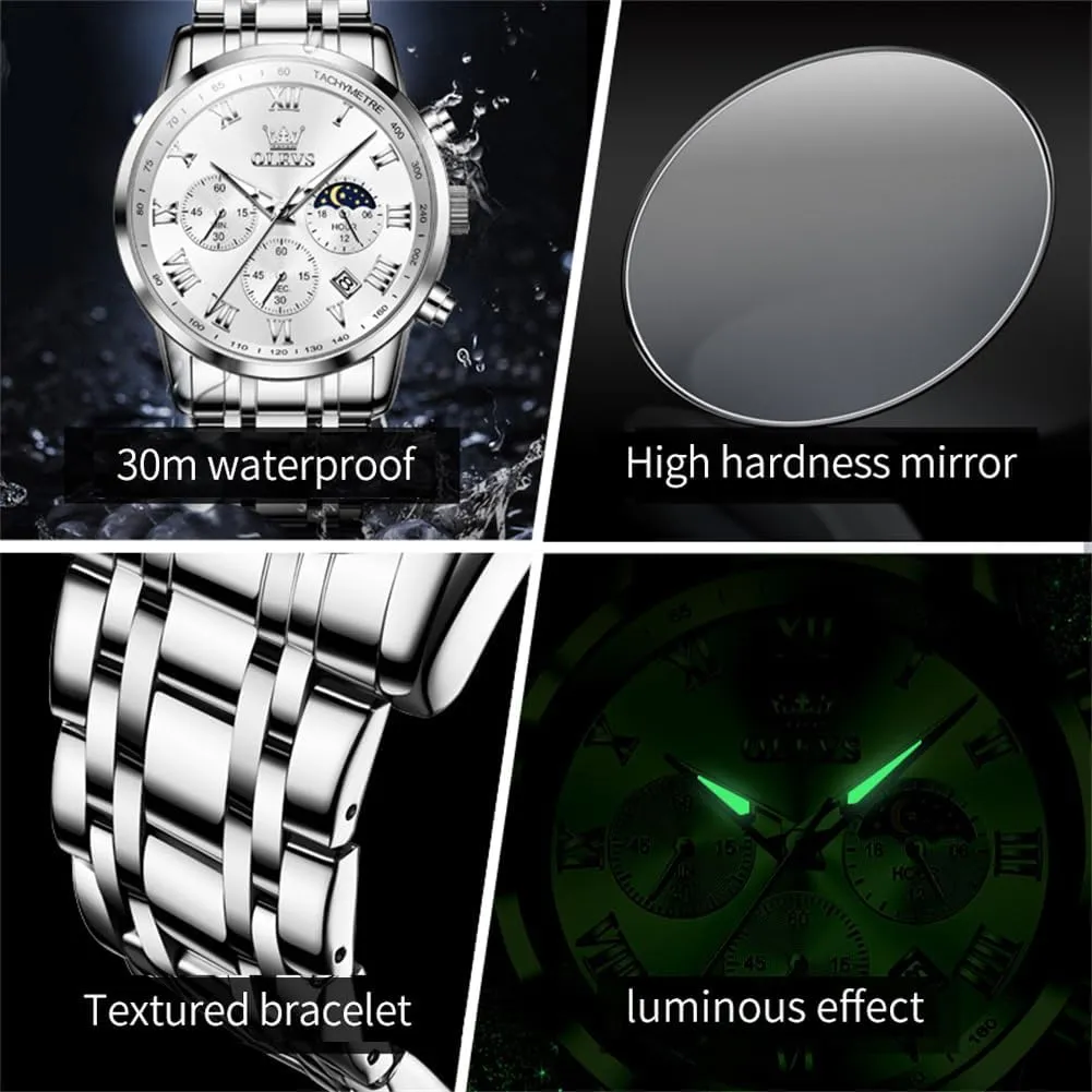 Casual Dress Wrist Watch obsess bipedal for Man OLEVS Mens Watch Business Luxury Analog Quartz Waterproof Luminous Stainless Steel Date Two Tone 