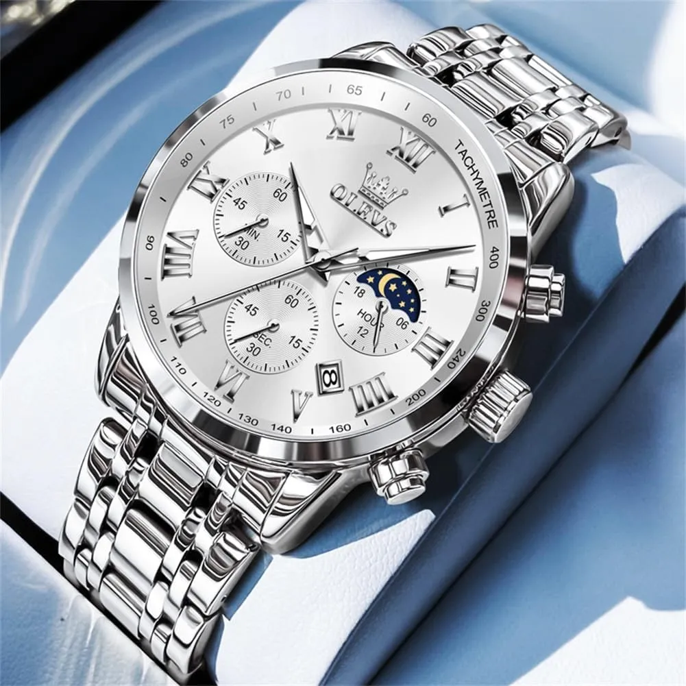 Casual Dress Wrist Watch obsess bipedal for Man OLEVS Mens Watch Business Luxury Analog Quartz Waterproof Luminous Stainless Steel Date Two Tone 