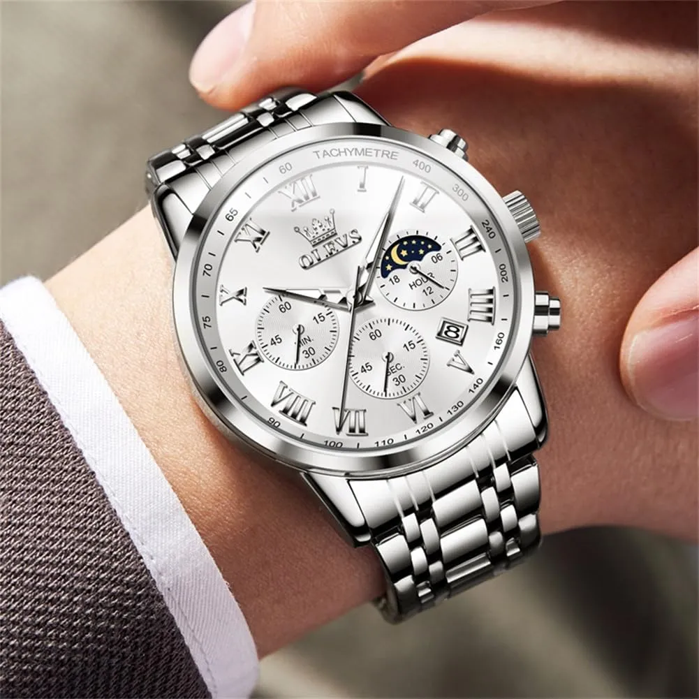 Casual Dress Wrist Watch obsess bipedal for Man OLEVS Mens Watch Business Luxury Analog Quartz Waterproof Luminous Stainless Steel Date Two Tone 