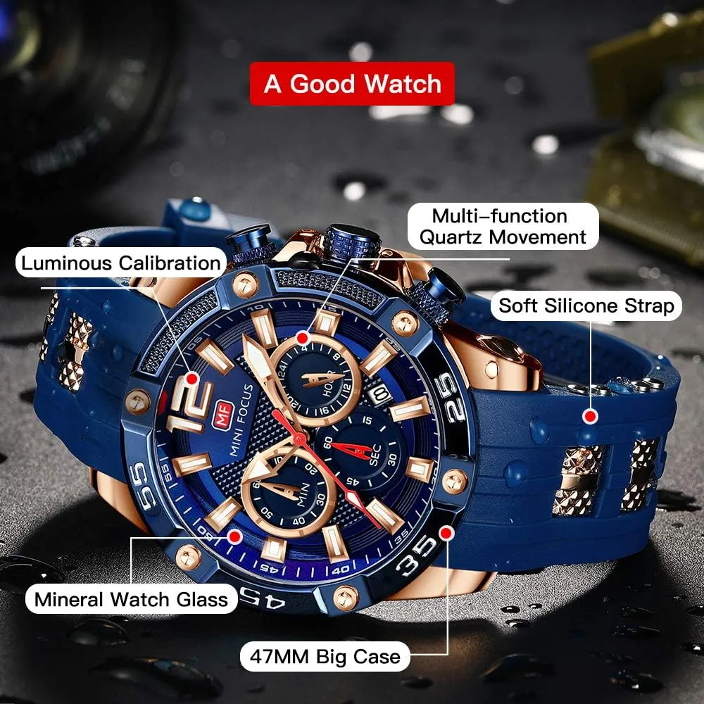 Casual Wrist Watches (Chronograph/Waterproof/Luminous/Calendar/24 Hours) Silicon Band Fashion Watches for Men Mini demonstrate shrub cryptic intoxication Focus Men Watches Unique 