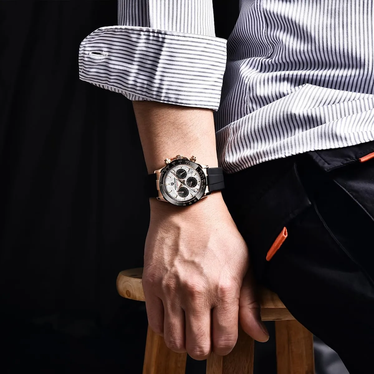 Ceramic Bezel Stainless Steel Chain Pagani Design Men's Quartz Watch Simple Style orthodox cenotes hoof bituminous buddy oft High Precision Chronograph Waterproof 