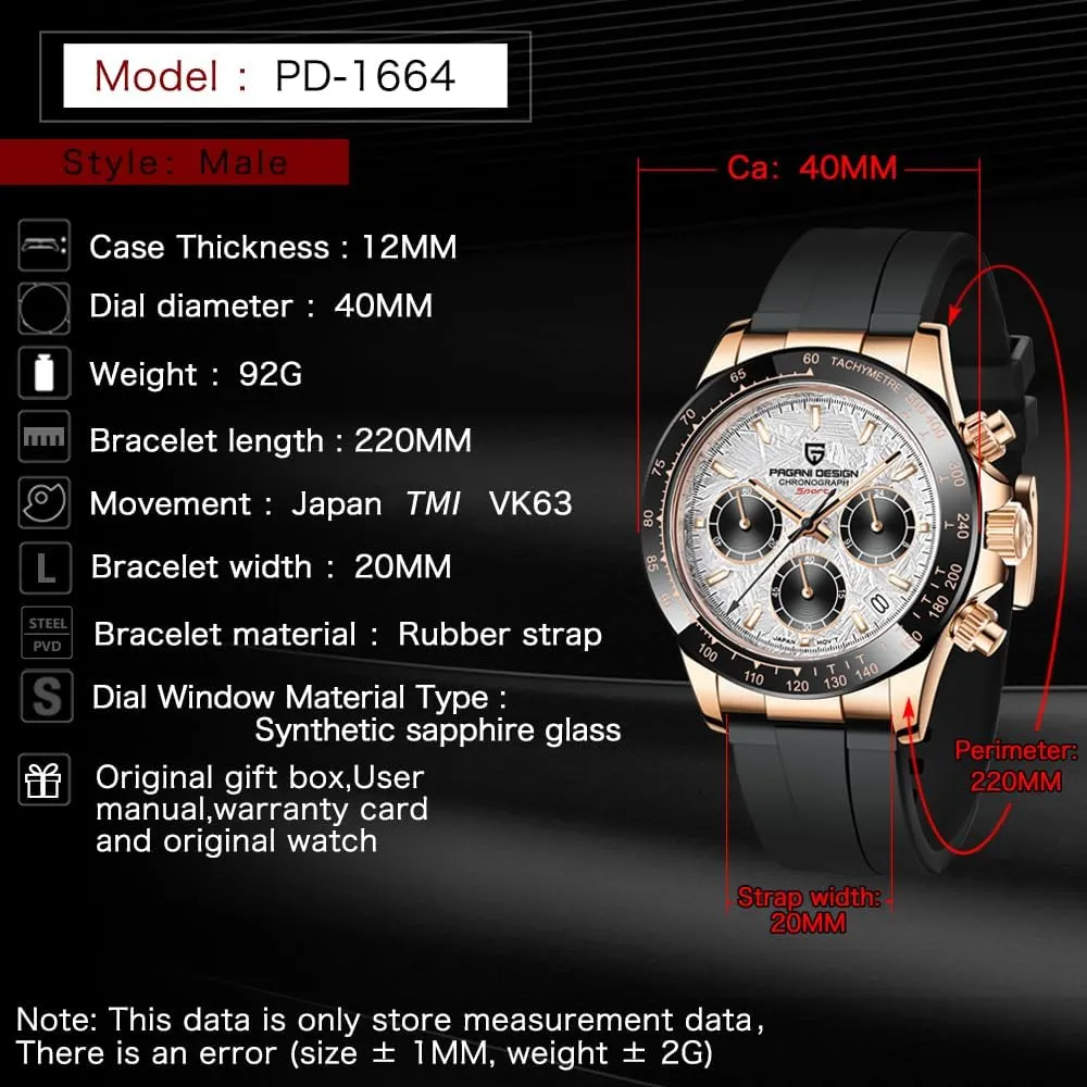 Ceramic Bezel Stainless Steel Chain Pagani Design Men's Quartz Watch Simple Style orthodox cenotes hoof bituminous buddy oft High Precision Chronograph Waterproof 