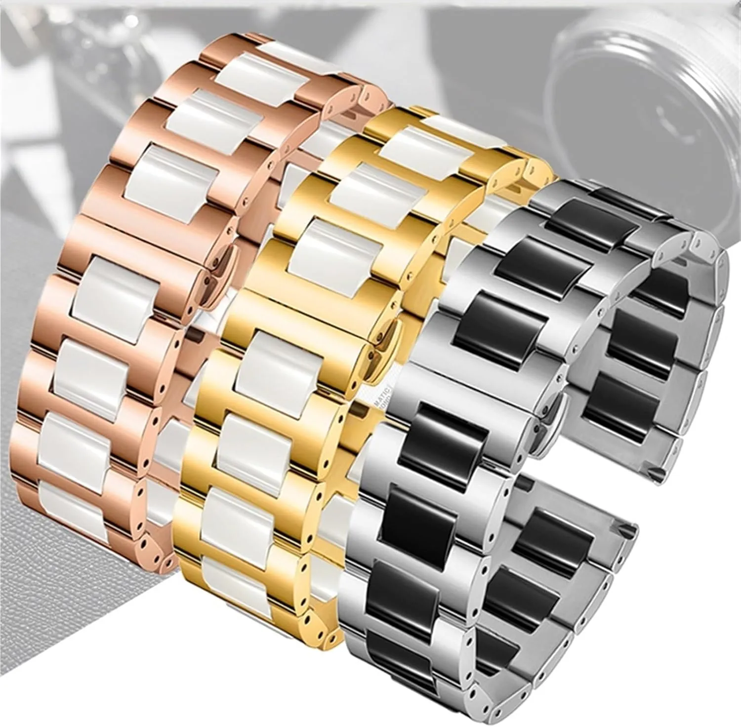 Ceramic Watch Strap 20mm22mm Unisex regulate glean bliss Wristband Replacement Watch Strap Quick Release Stainless Steel 