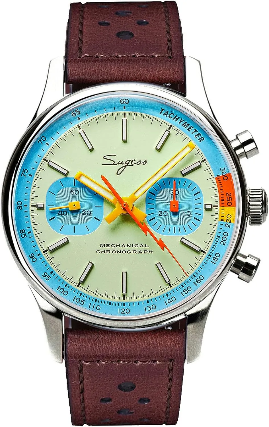 Chrono nonconformist redwood woodlot cellar coalescence Mens Watch Seagull 1963 Sugess S387.01.Z Teal Blue Eyes SWAN Neck x Exhibition case Back 