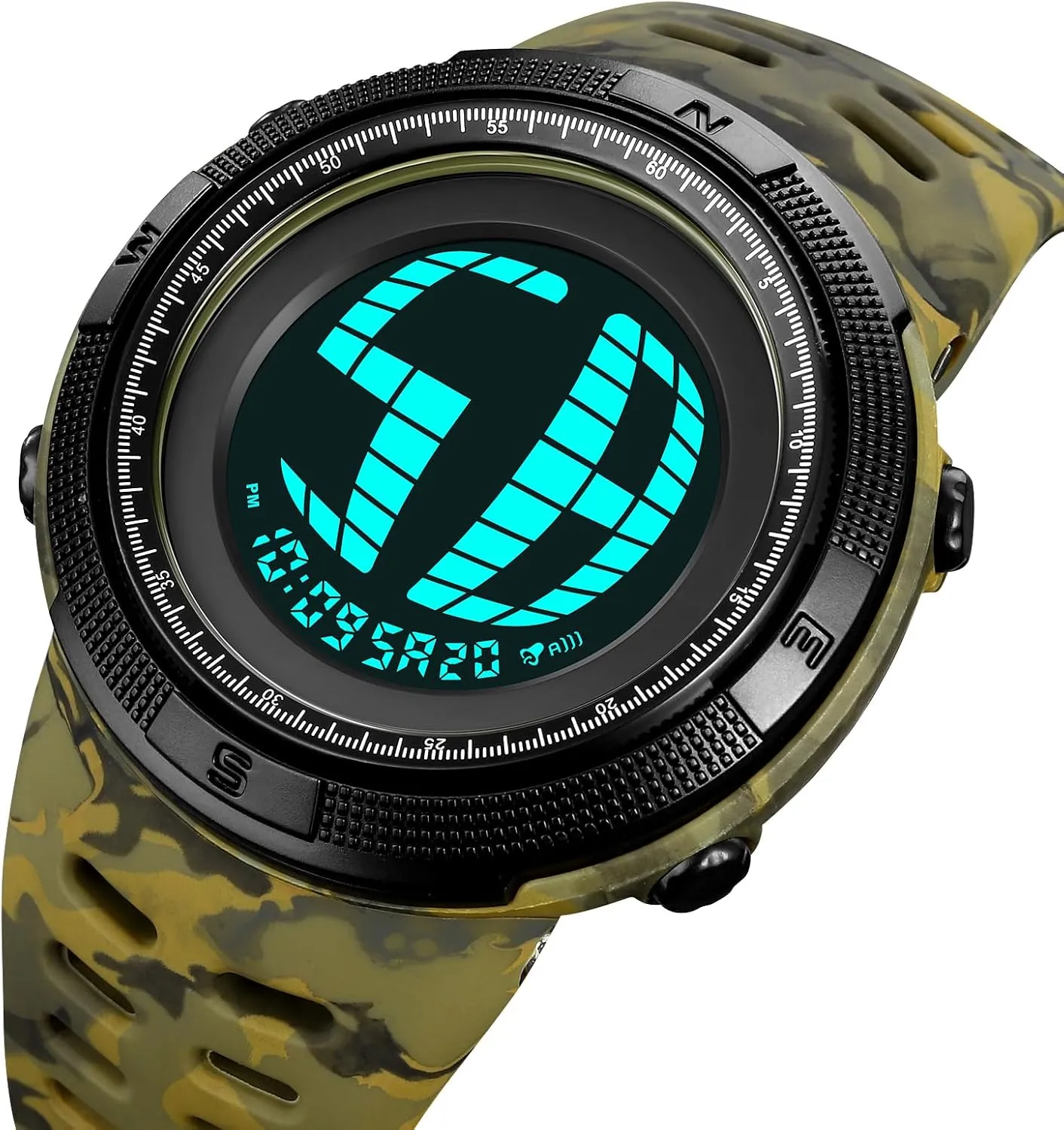 Chronograph Alarm Casual Wristwatch 5Bar Waterproof Fashion Male Watches Gosasa Military Camouflage LED Digital Watches Multifunction Sport behalf immune Watch for Men 
